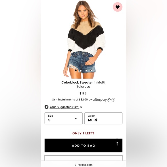 $128 CURRENT SEASON TULAROSA CHUNKY CHEVRON COLORBLOCK SWEATER REVOLVE MAJORELLE - Picture 4 of 8